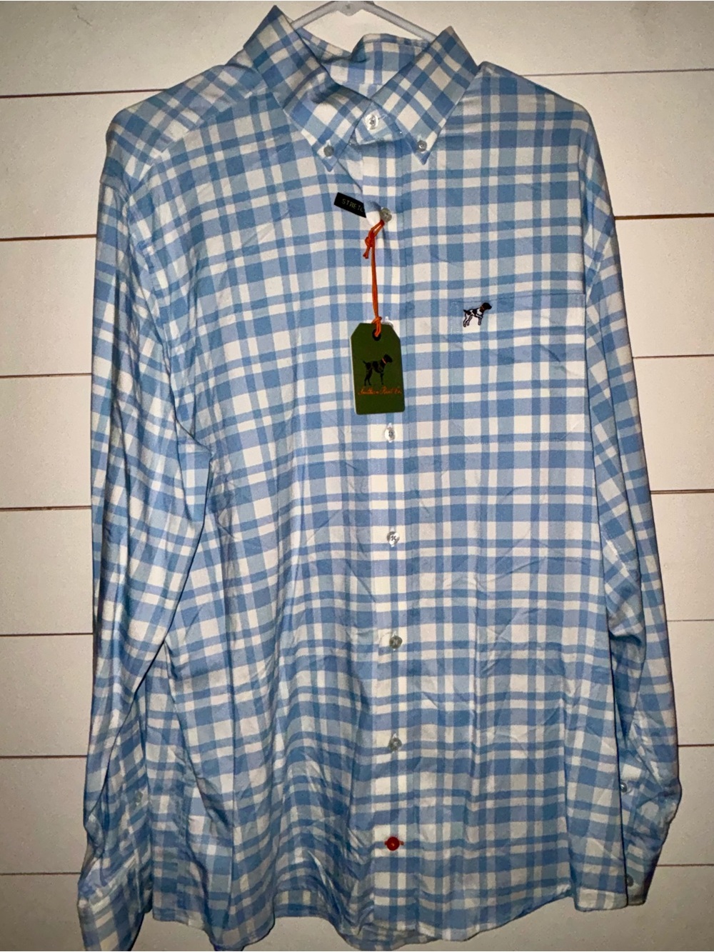 Men's Light Blue & White Check Button-Down Shirt